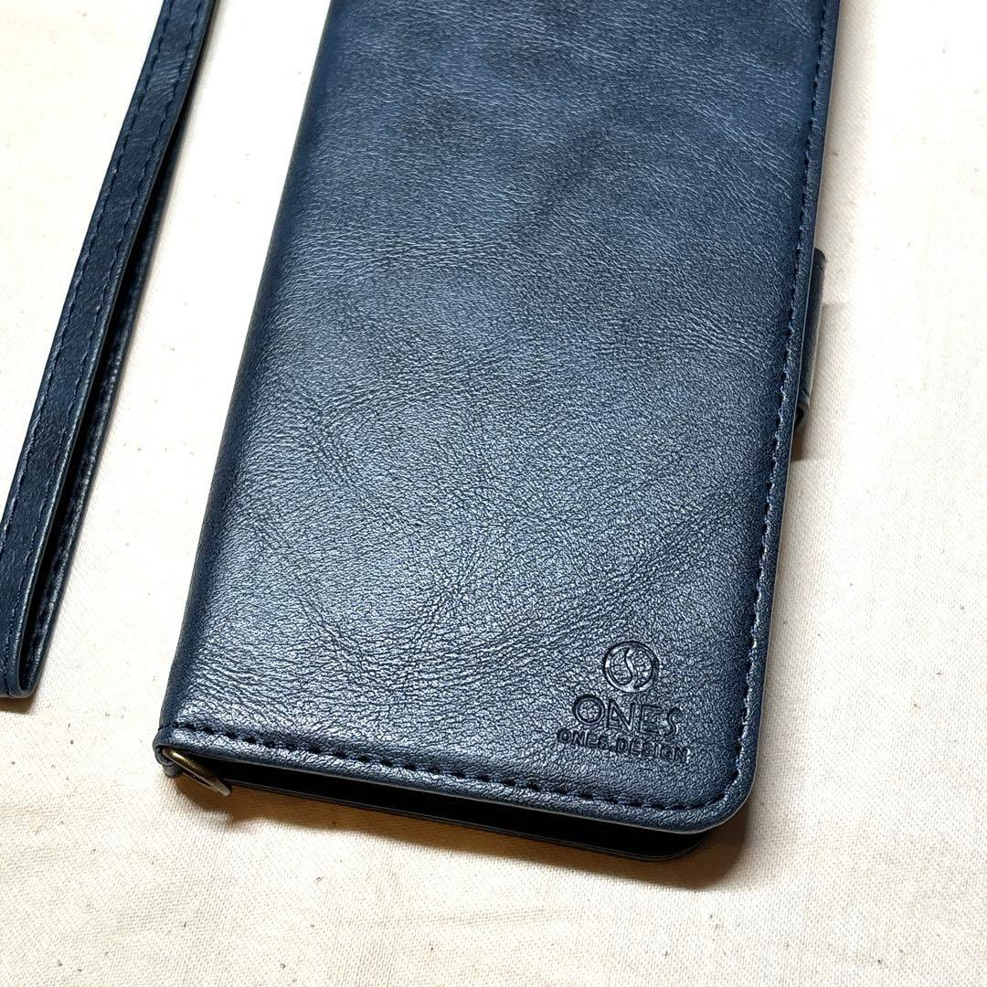 【✨特価✨】iPhone13Pro　ケース　手帳型　ネイビー　ストラップ付