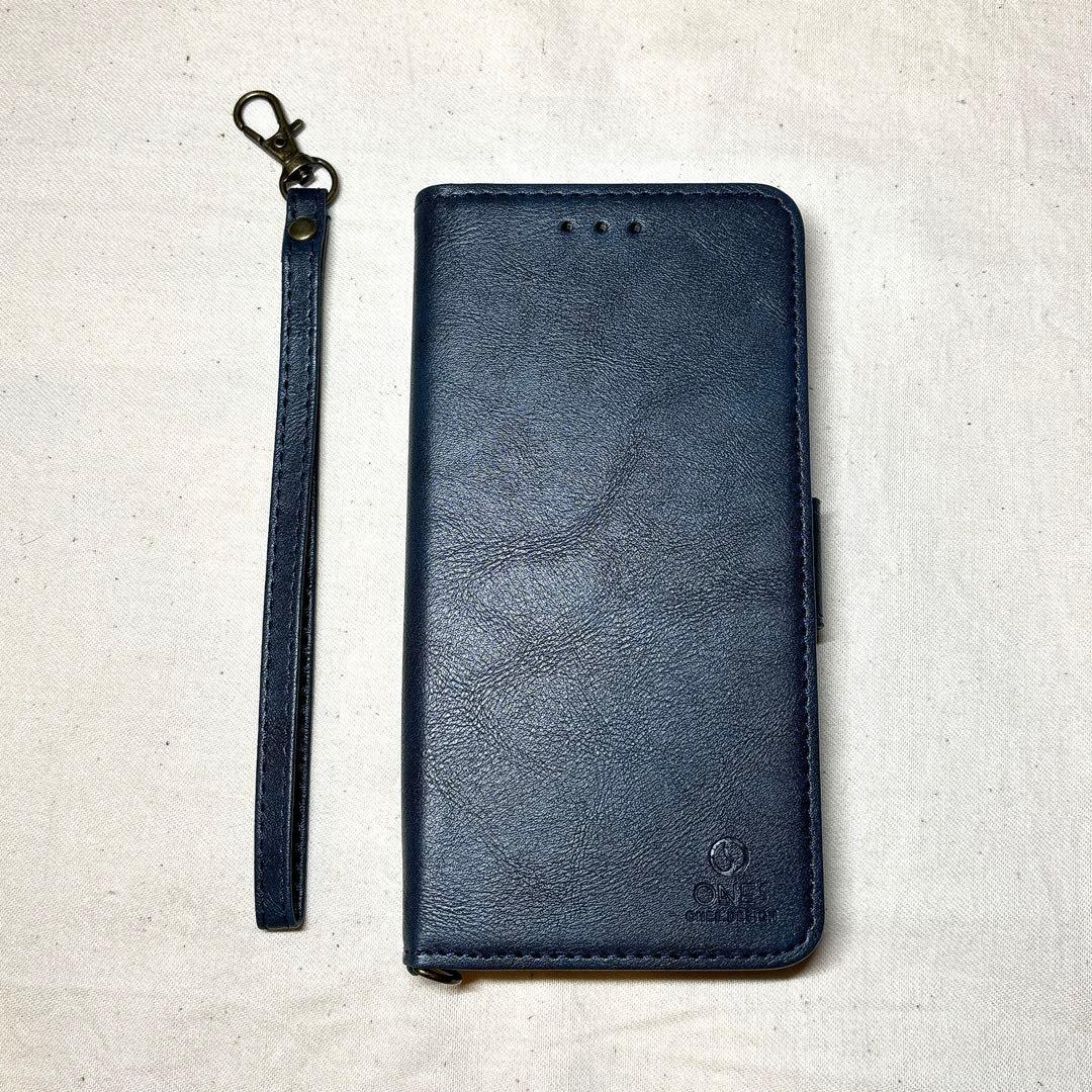 【✨特価✨】iPhone13Pro　ケース　手帳型　ネイビー　ストラップ付