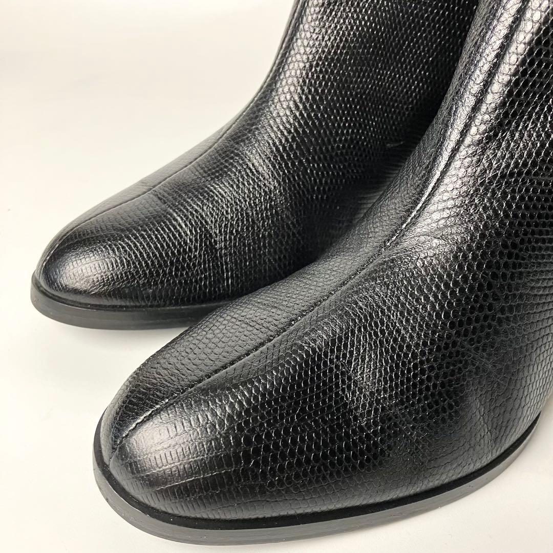 【美品】セルジオロッシ　リザードロングブーツ　ブラックバックル　黒22.5 近年