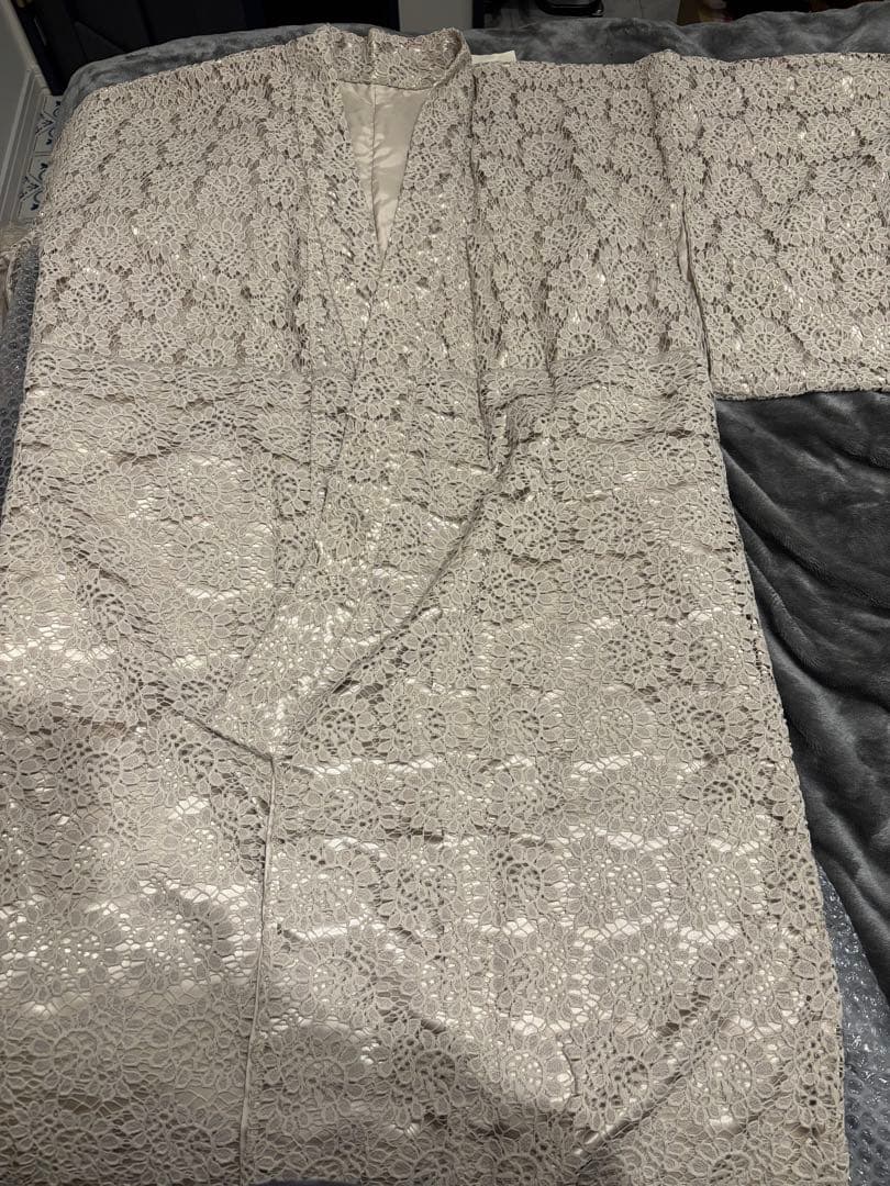 【大幅お値下げ】ドゥーブルメゾン　着物、二部式襦袢、リボン、レース作り帯(紺色)