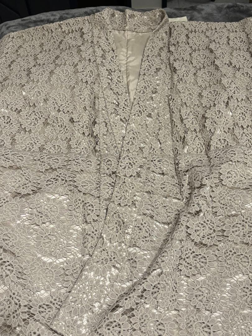 【大幅お値下げ】ドゥーブルメゾン　着物、二部式襦袢、リボン、レース作り帯(紺色)