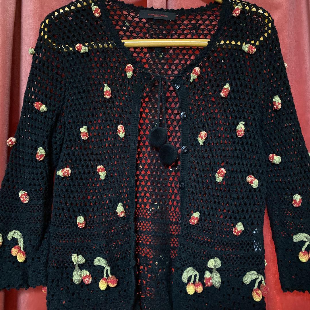 週末お値下げ❣️【カネコイサオ】いちご・さくらんぼモチーフカーディガン
