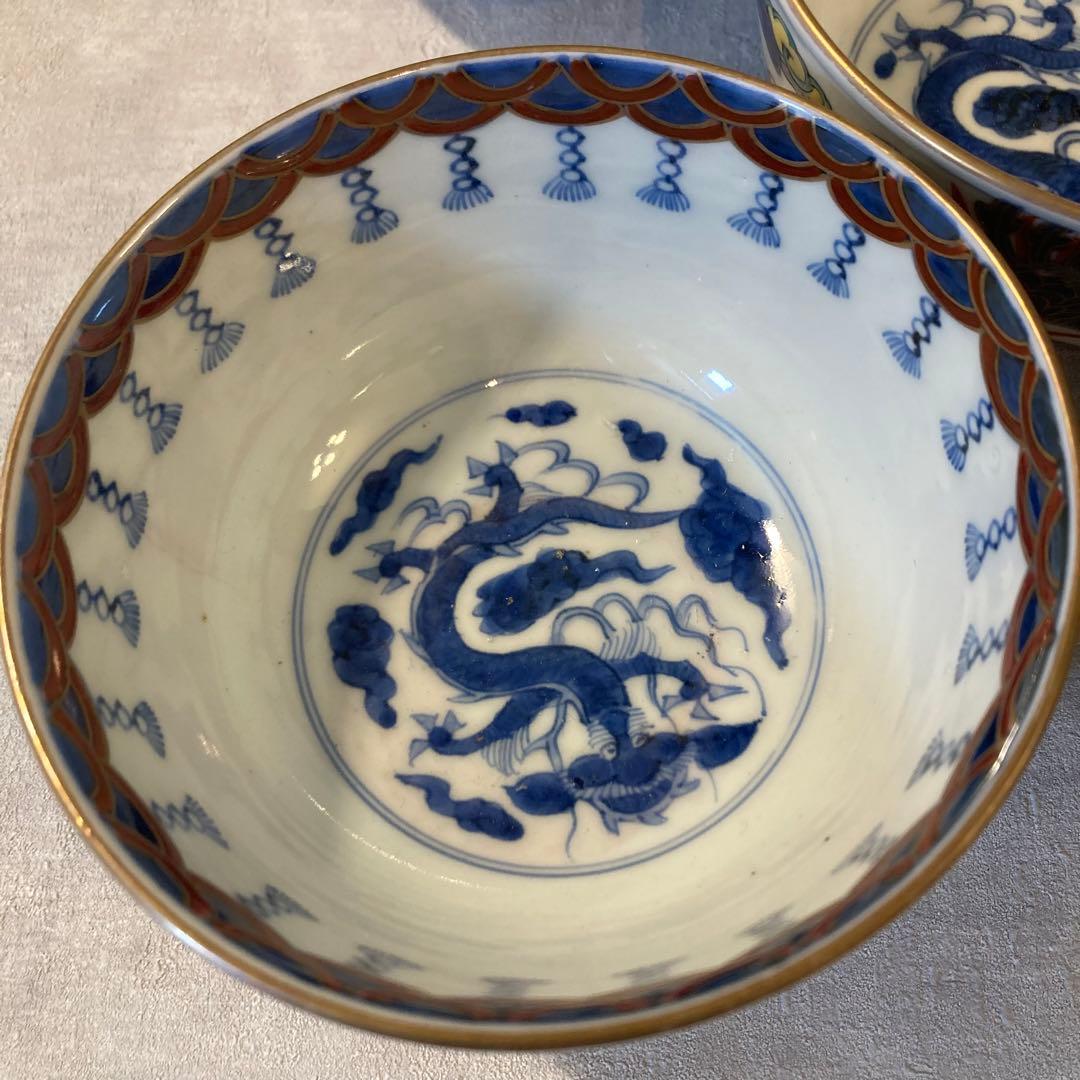 太明成化年製 伊万里 龍紋茶碗 蓋7枚 器5客