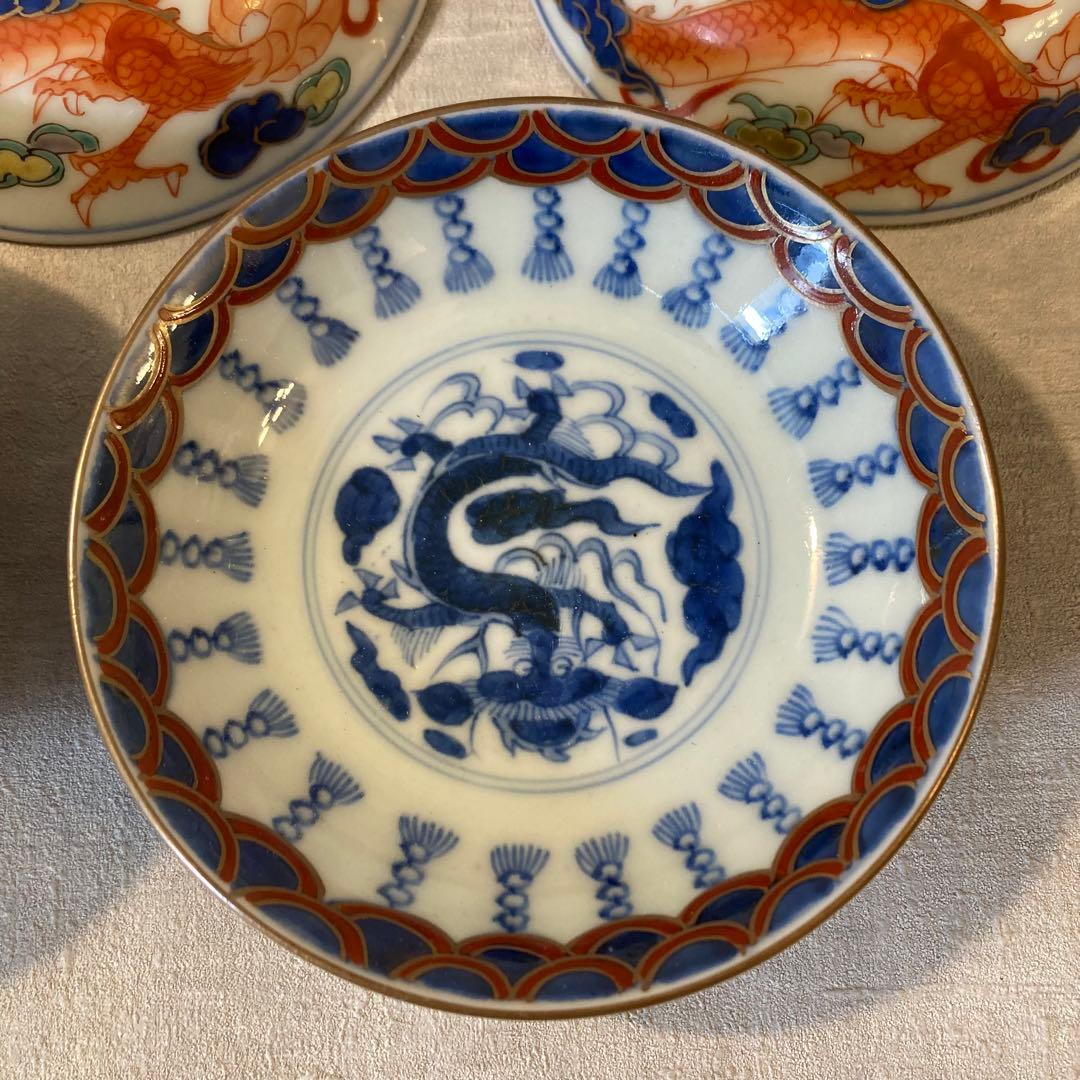 太明成化年製 伊万里 龍紋茶碗 蓋7枚 器5客
