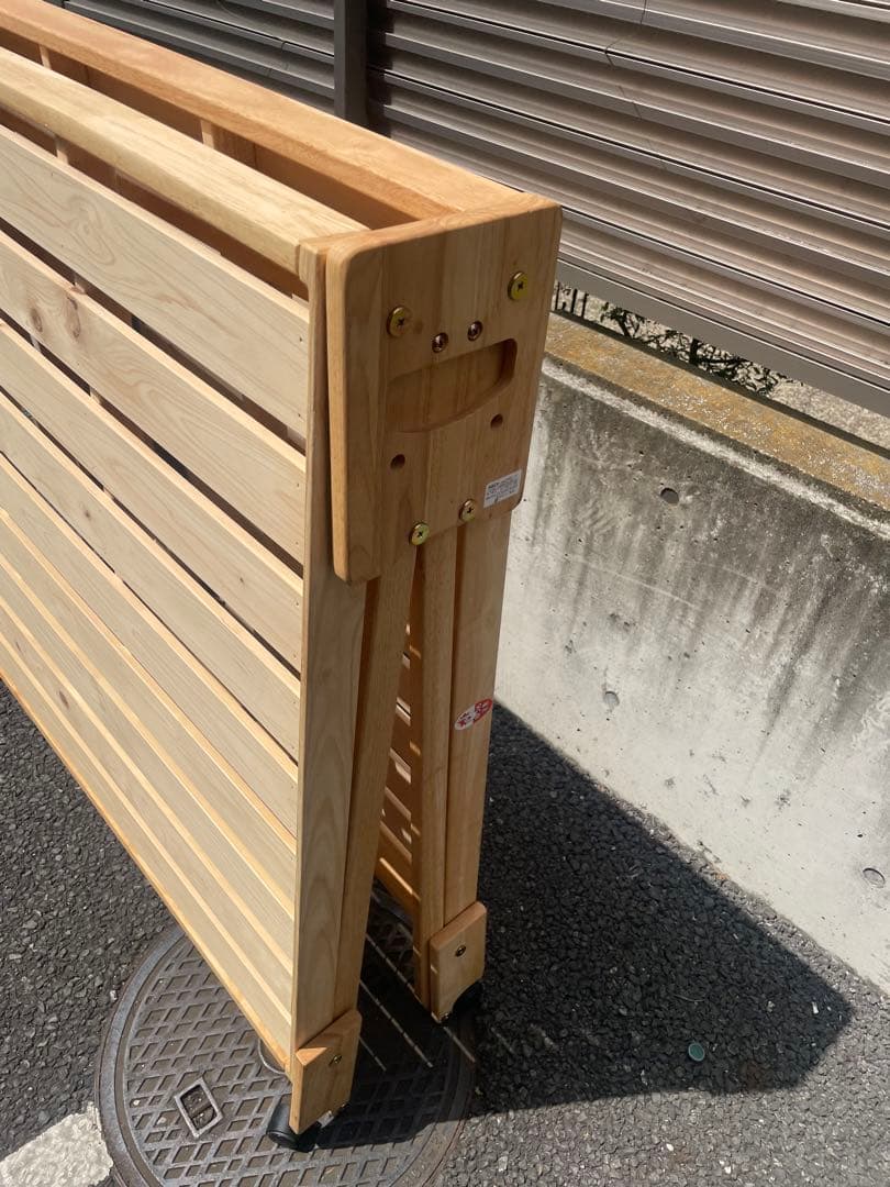 【引取限定】中居木工　折りたたみ式スノコベッド　シングル　ヒノキ　葛飾区