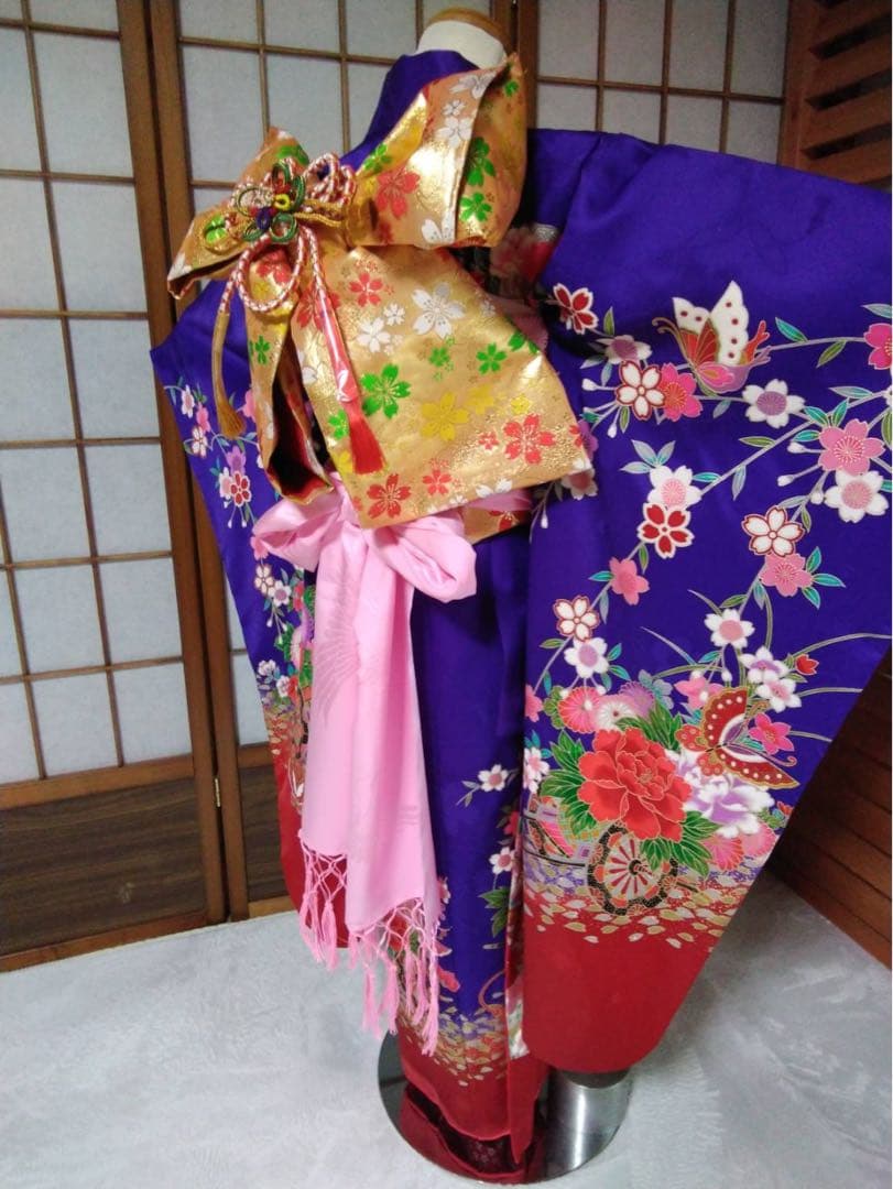 7歳向け・表側正絹・お着物のセット