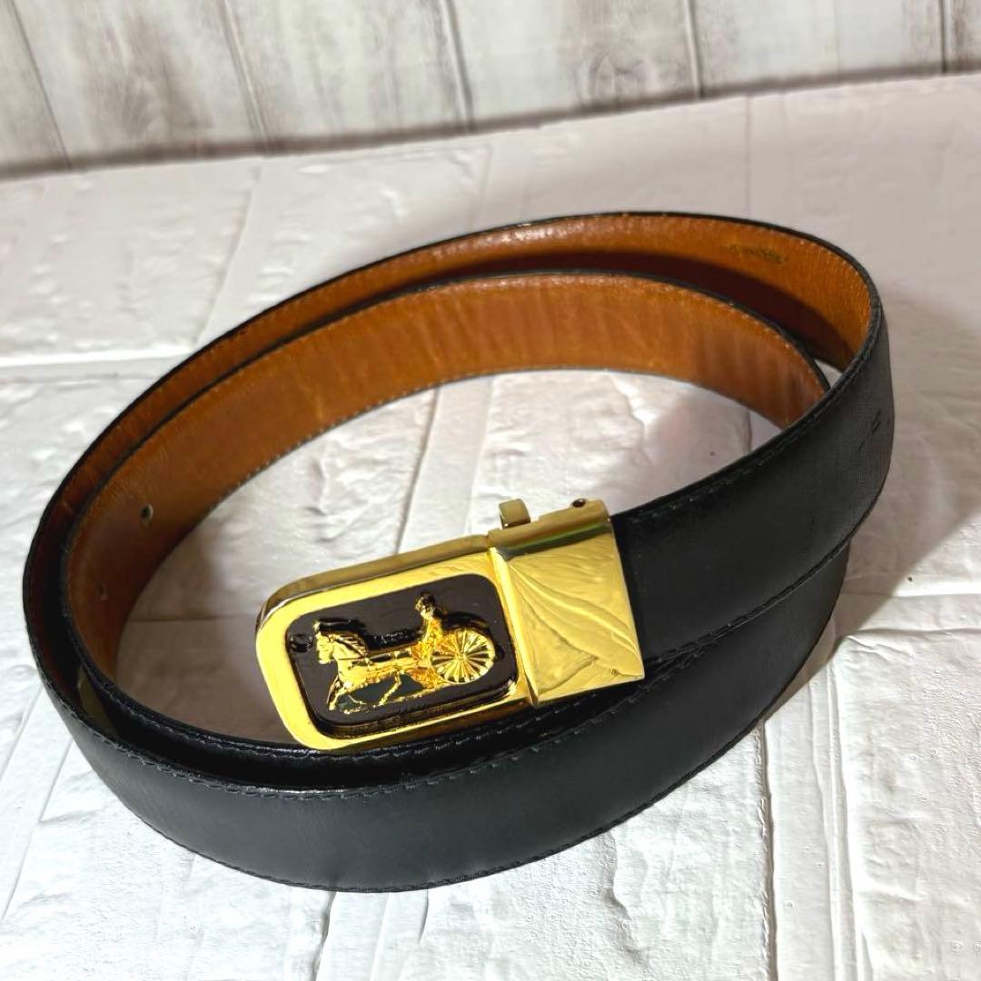 【ヴィンテージ良品】 CÉLINE オールドセリーヌ　馬車　ゴールド金具　ベルト