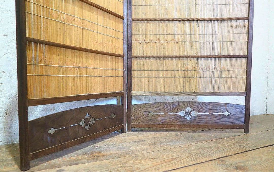 1344 折りたたみ式のレトロな衝立　パーティション　間仕切り　旅館　居酒屋