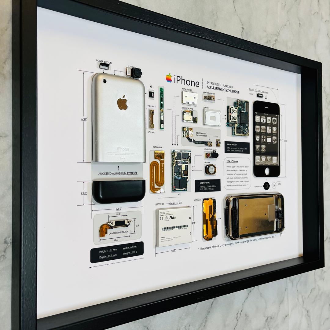 【プレミアム端末】 iPhone 2G 標本アート 高級木製ボックスフレーム仕様