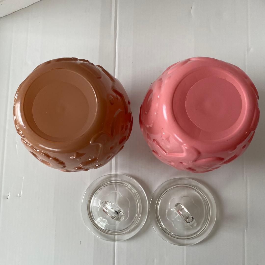 ヘーゼルアトラス　ブラウン・ピンク ガラスジャー2個セット　ヴィンテージ