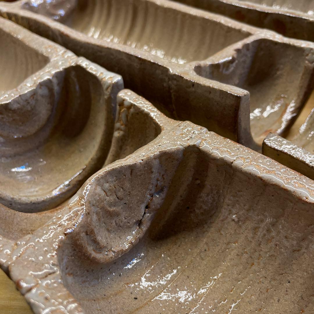 西岡良弘　唐津 割竹向附　6客　窯元 西岡小十　小次郎窯　共箱 栞付き