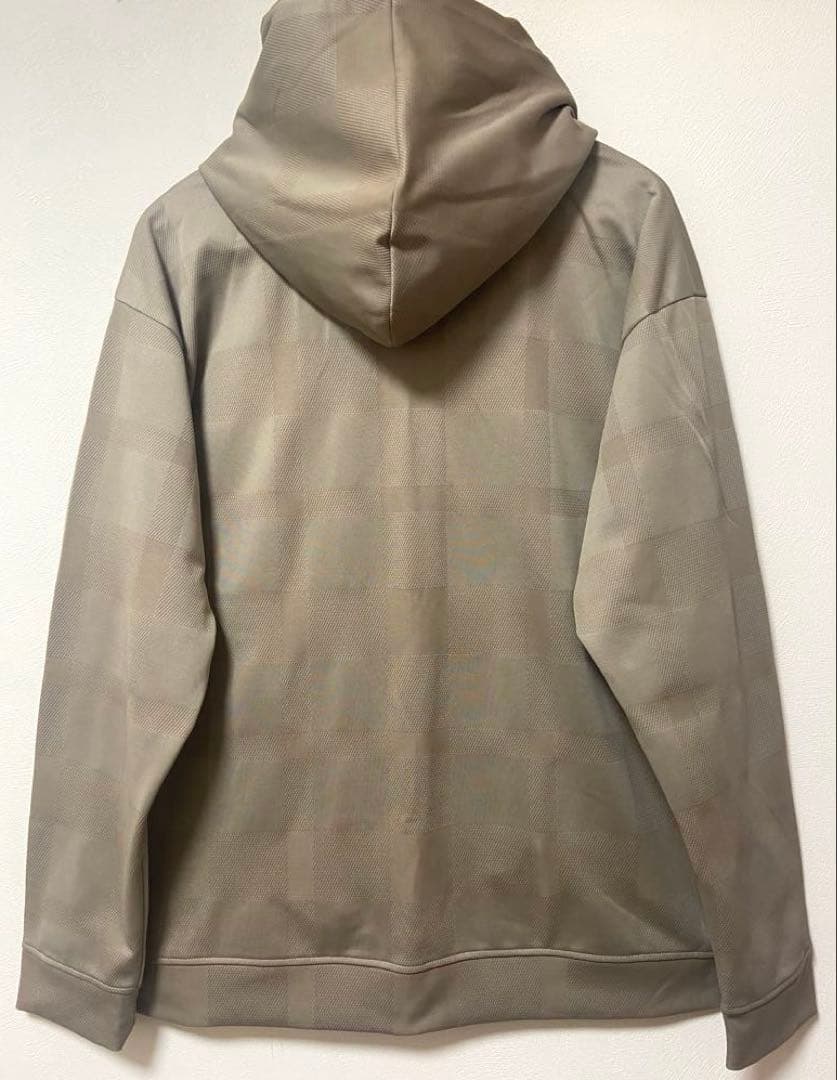 ブラックレーベルフード付きベージュスウェット上下セットアップ上LL下L