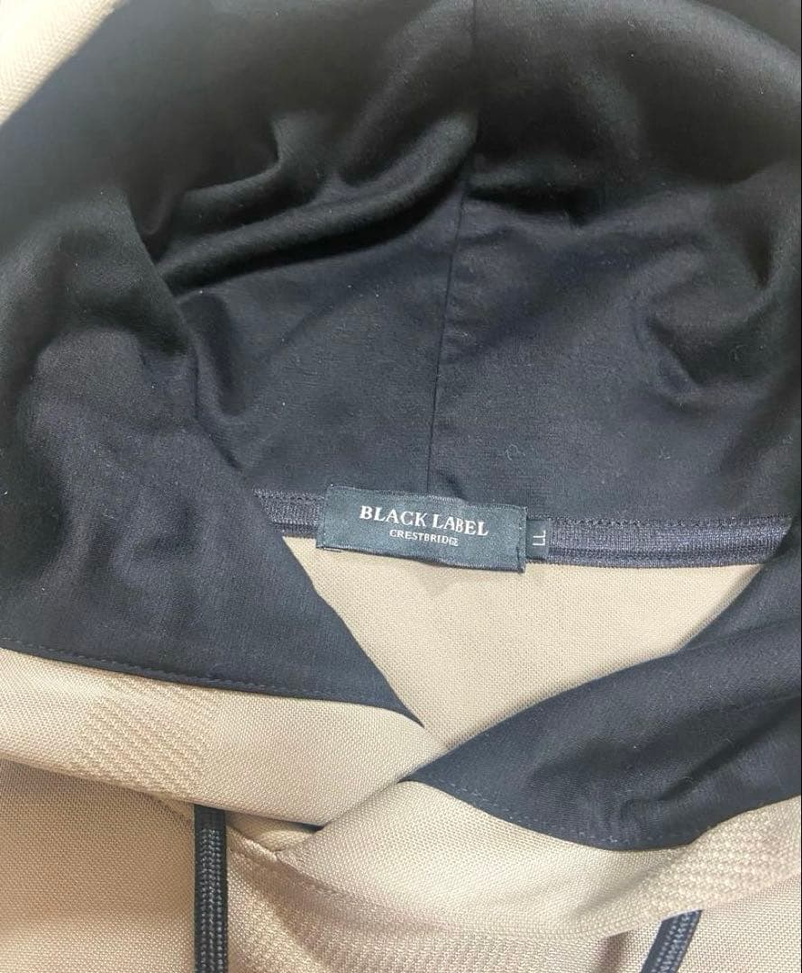 ブラックレーベルフード付きベージュスウェット上下セットアップ上LL下L