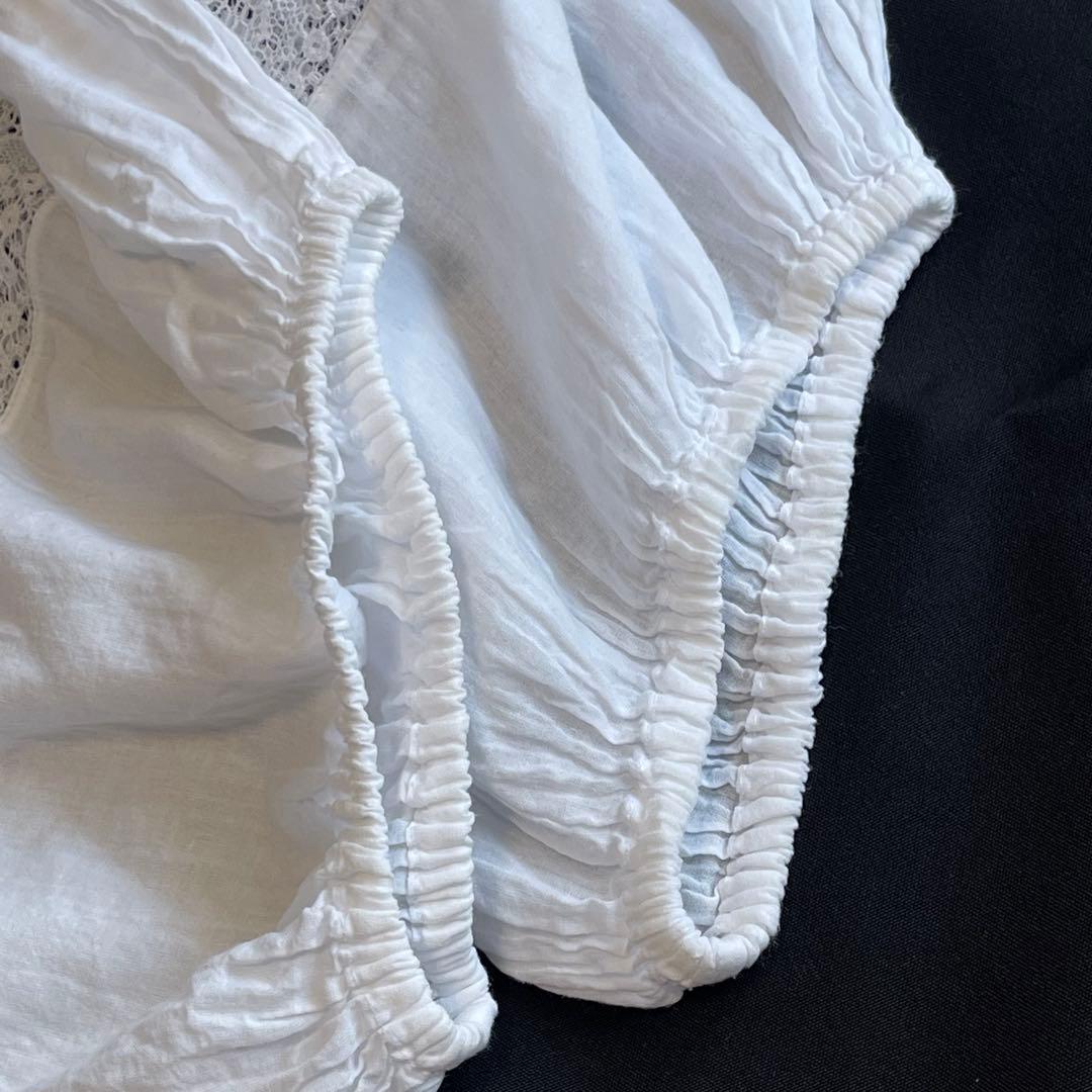 ヌキテパ　コットンブラウス　レース　ボリュームスリーブ　インド製