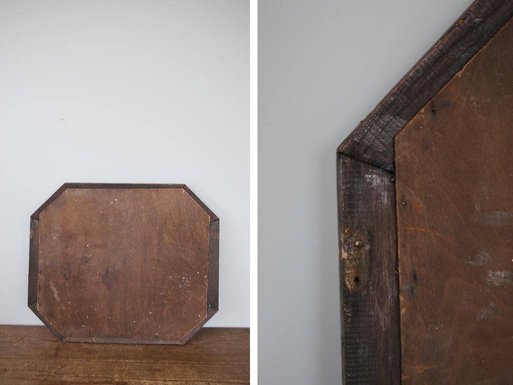 英国アンティーク木製カッティングミラー/壁掛け鏡オクタゴン八角形(88-66)