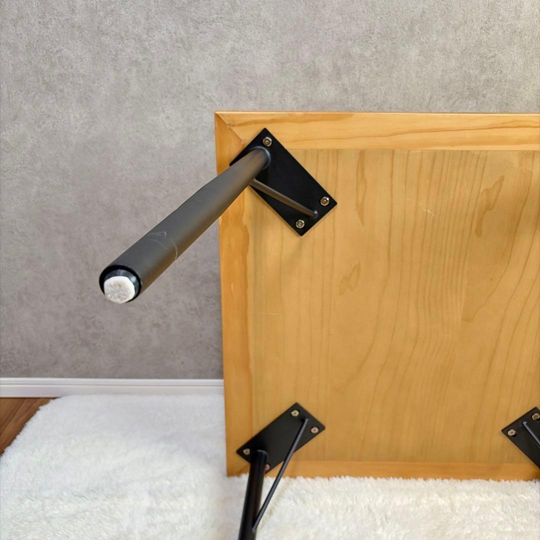 ヘリンボーン ダイニングテーブル 幅80cm 2人用 アイアン脚 木製 カフェ風