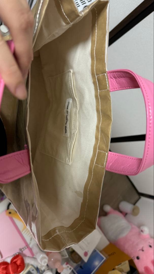 COMME des GARÇONS エコバッグ ブラウン/ピンク