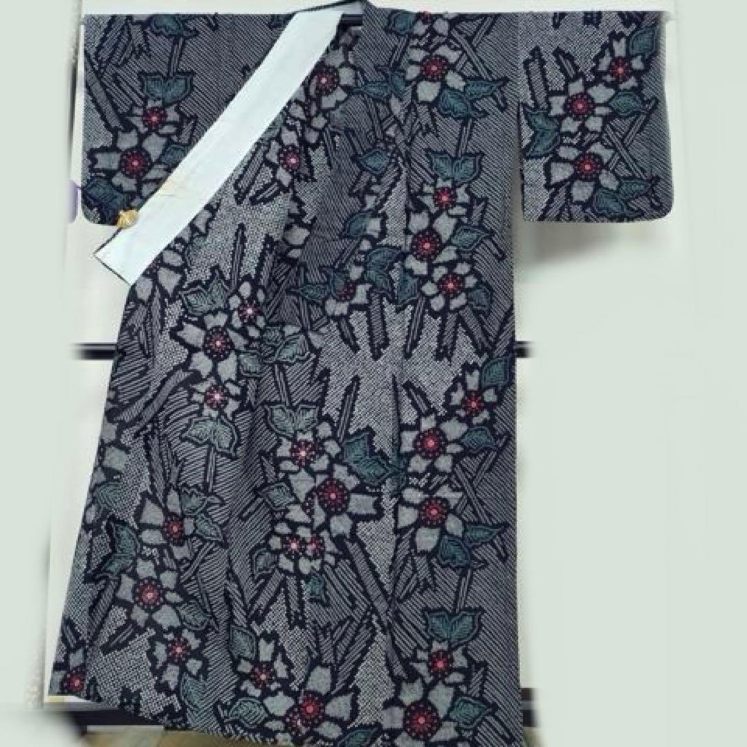 浴衣　有松絞り　身丈157 裄丈69　総絞り　濃紺　鹿の子絞り　有松鳴海絞り