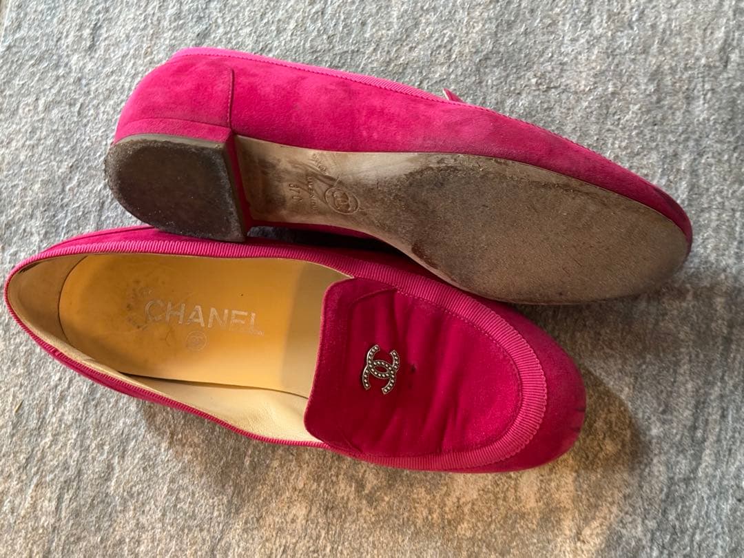 トラベル！シャネル CHANEL ココマーク ローファースエードピンク37