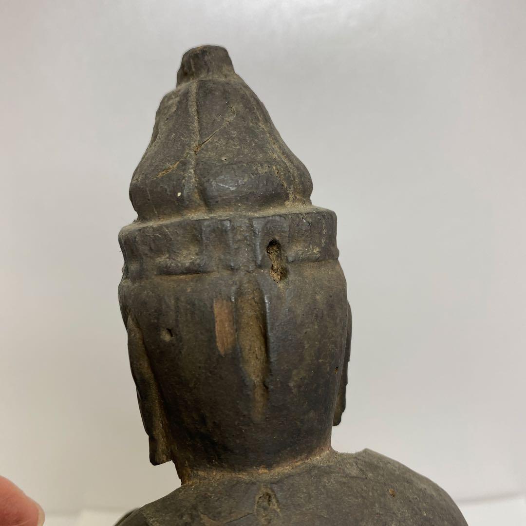 古代　江戸前期以前　木彫観音像　高さ約43㎝　トヒカカ　東さ8-0107☆2F