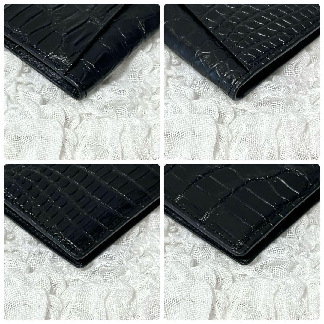 未使用✨希少✨クロコ　ヘンローン社製　最高級　シャイニー　名刺入れ　パスケース