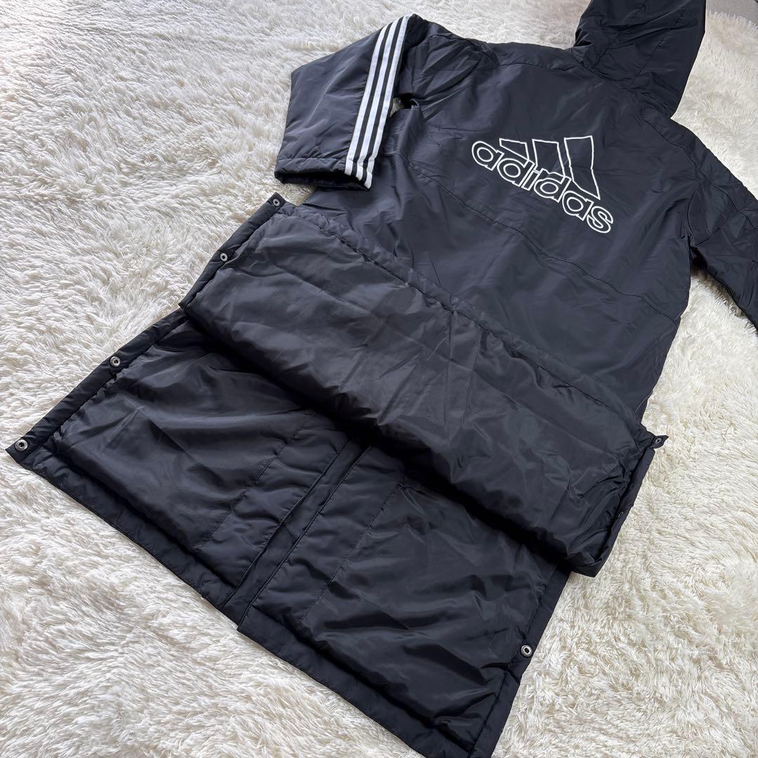 【極美品】adidas ブラック ベンチコート XO 2X L ロングコート