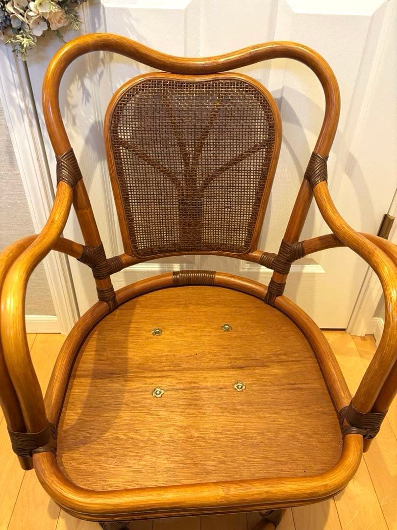 籐　ラタン　椅子　チェア　回転　アンティーク　レトロ