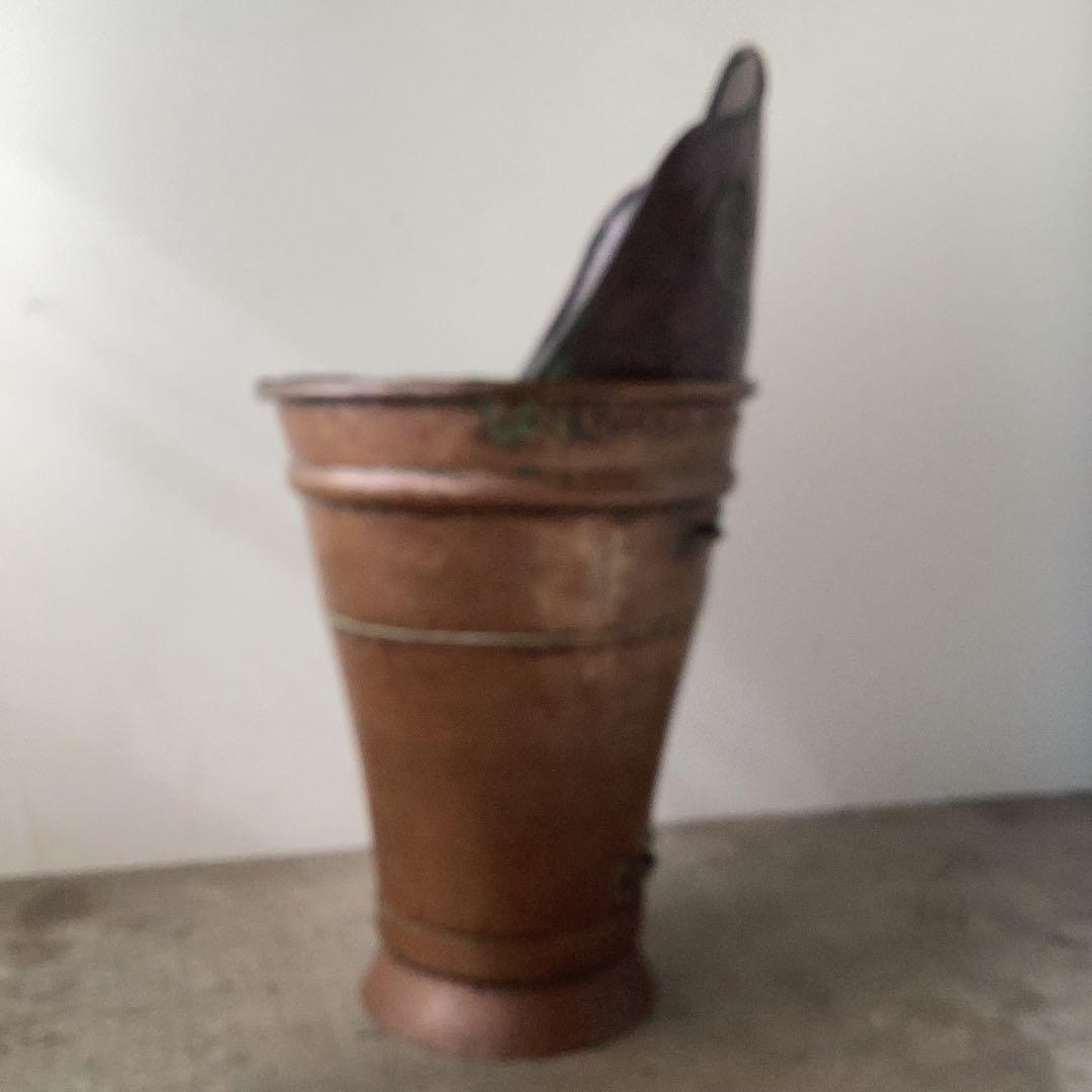 大きな銅製アンティークバケツ　傘立て　装飾レリーフ　Grape Hod フランス