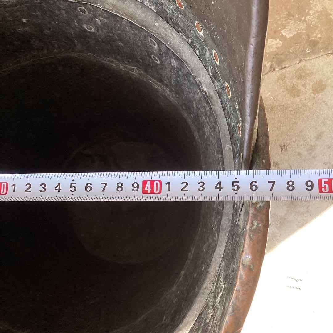 大きな銅製アンティークバケツ　傘立て　装飾レリーフ　Grape Hod フランス