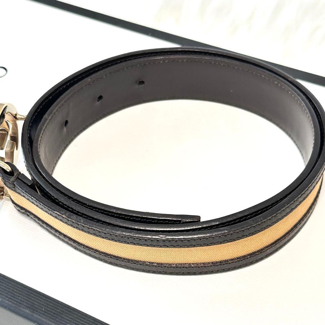 未使用級✨希少 GUCCI ベルト インターロッキング GGバックル ブラウン
