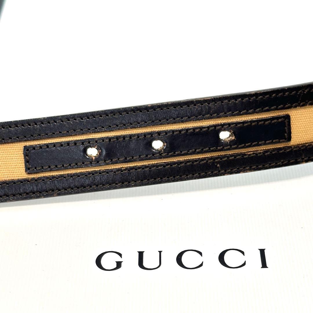 未使用級✨希少 GUCCI ベルト インターロッキング GGバックル ブラウン