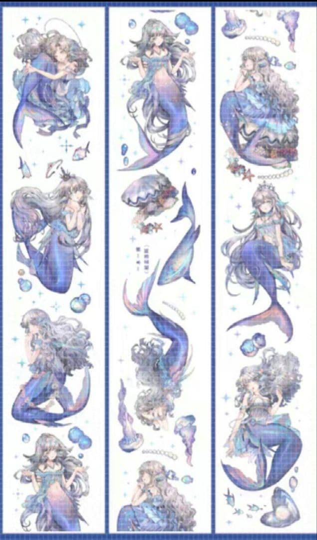 墨魚様SET ★ 海外 マスキングテープ マステ PET 装飾 人物 贝壳光