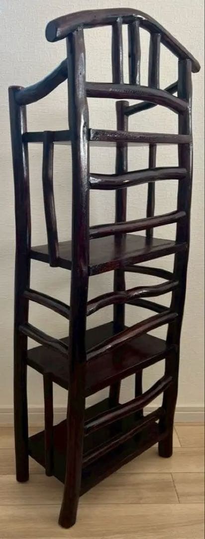 ウッドラック　原木ナチュラル4段　ダークブラウン