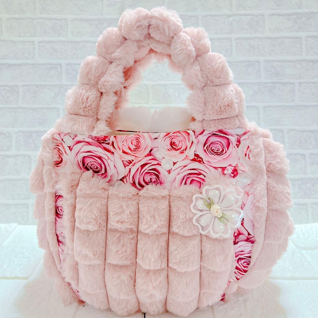 ポップコーンファー トートバッグ コヤンイサムチョン ルミちゃん 薔薇