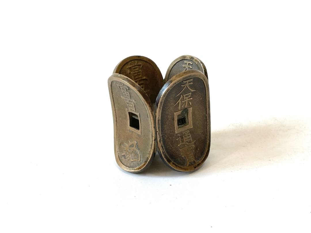 骨董　アンティーク　塩津親次　天保通宝　蓋置　寛永通宝　茶道具　共箱　嘯月堂