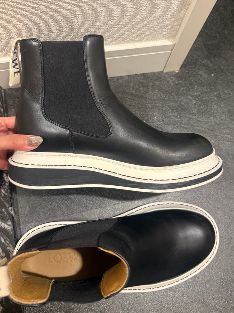 美品　LOEWE ブラック サイドゴアブーツ　38