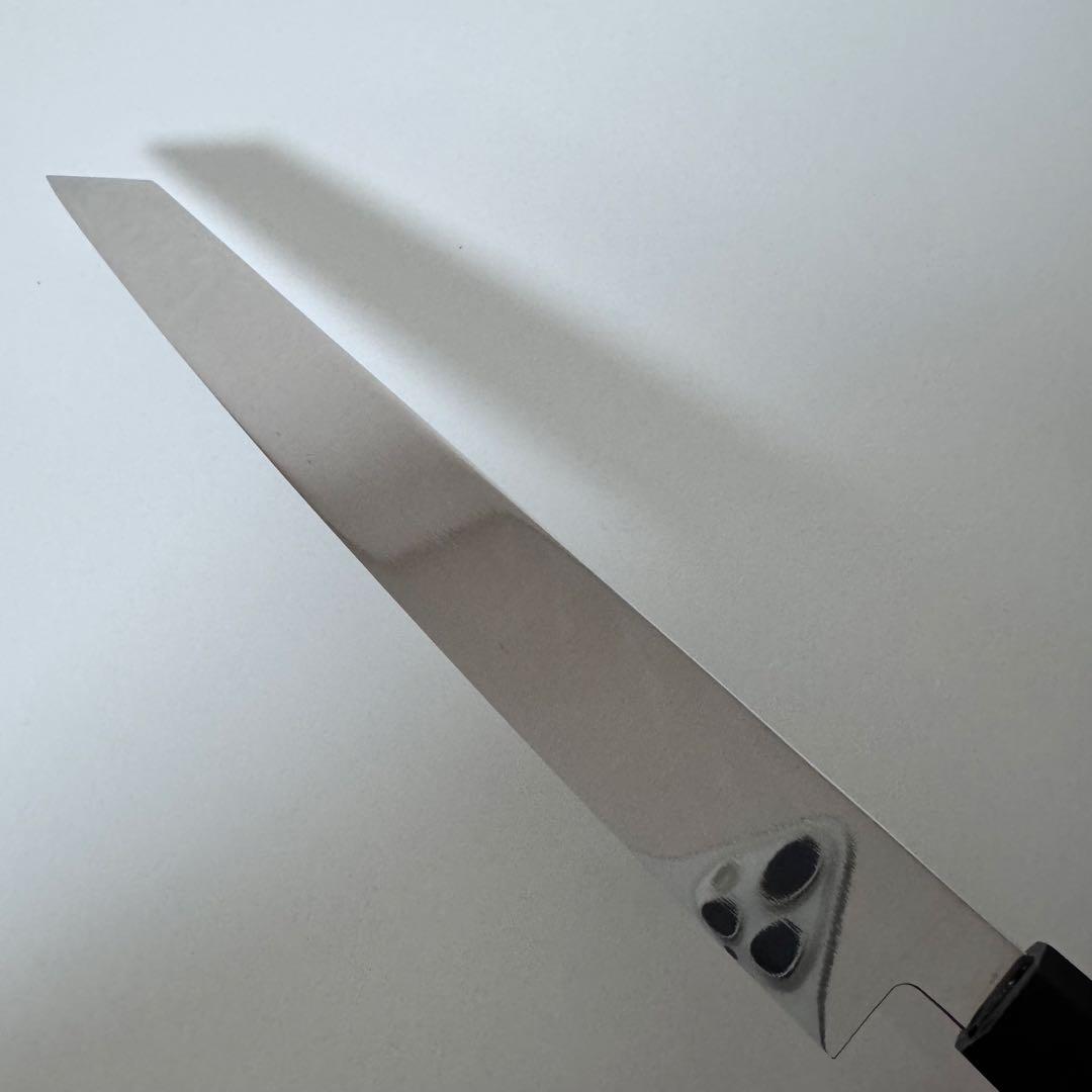 270mm 切付柳刃包丁 全鋼 鏡面 黒檀・黒水牛角八角柄