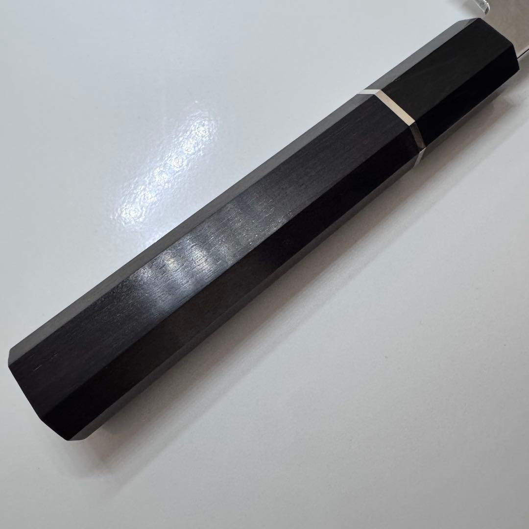 270mm 切付柳刃包丁 全鋼 鏡面 黒檀・黒水牛角八角柄