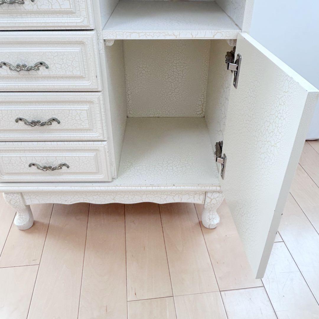 猫脚　フレンチアンティーク　クラック加工　姫家具　ロココ調　サイドチェスト　希少