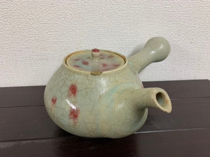 古美術　茶道具　青磁赤釉急須　時代物