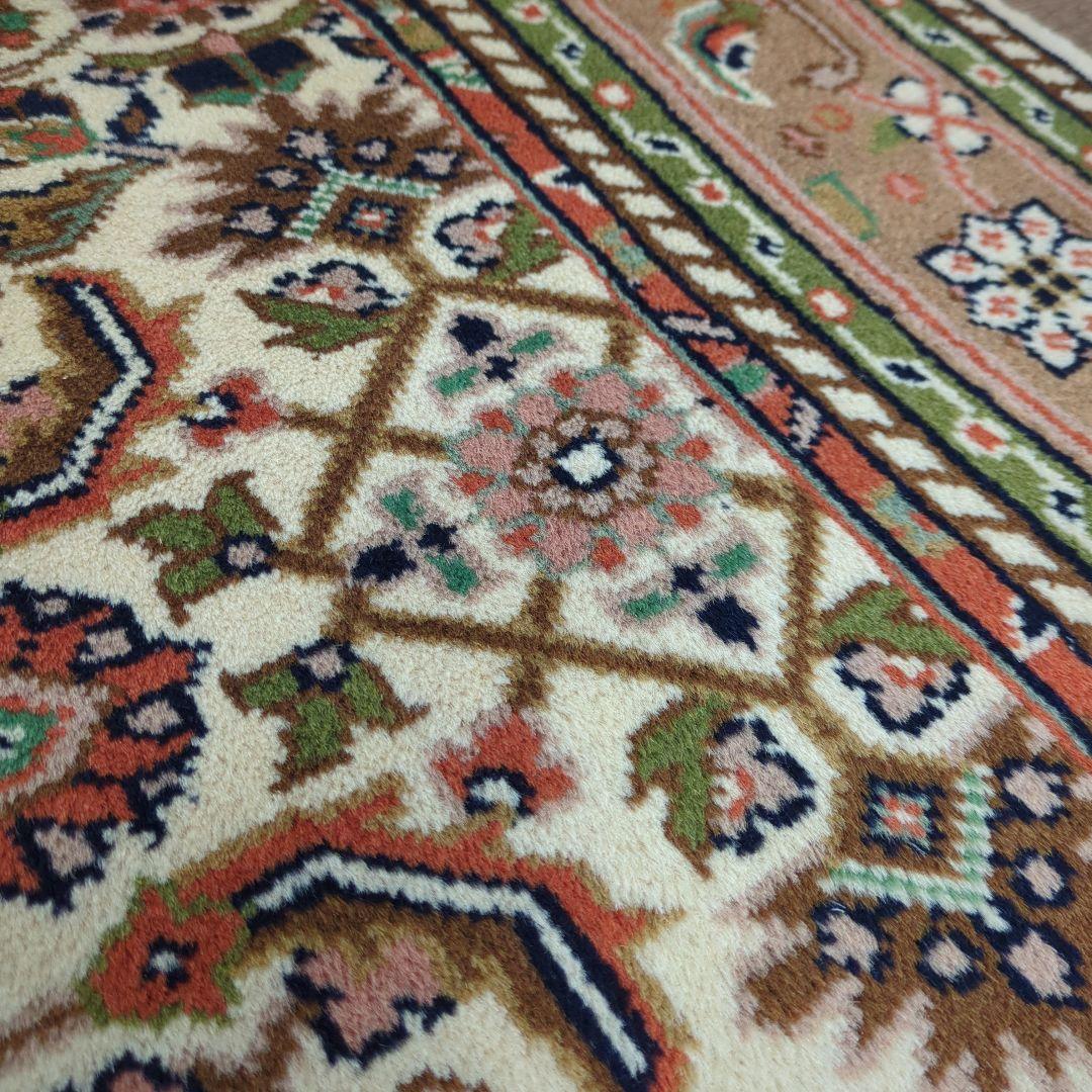 ヴィンテージラグ　インド　手織り絨毯　ハンドメイド　ウール　コットン