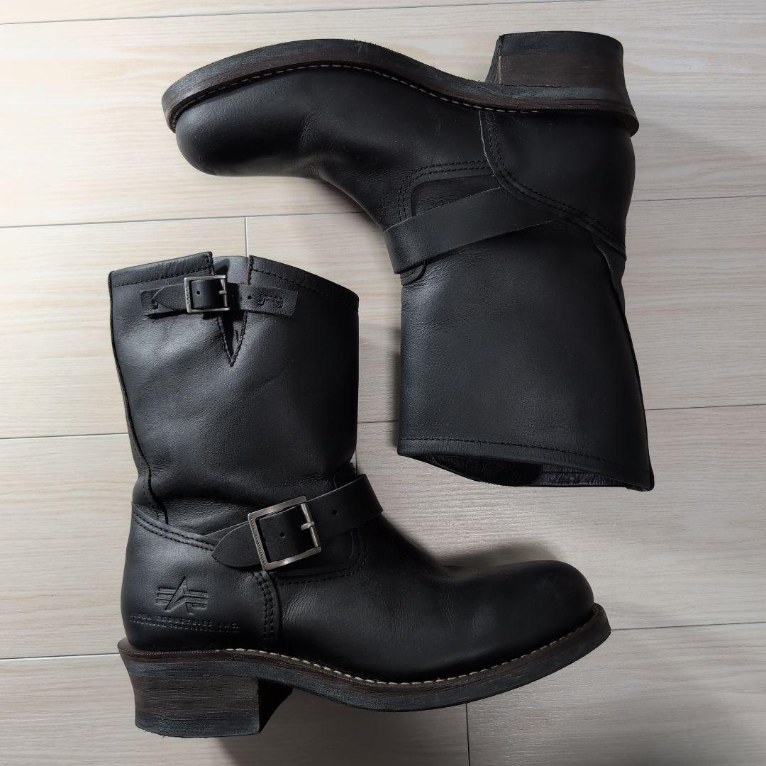 ALPHA INDUSTRIES エンジニアブーツ レザー 黒 27.5