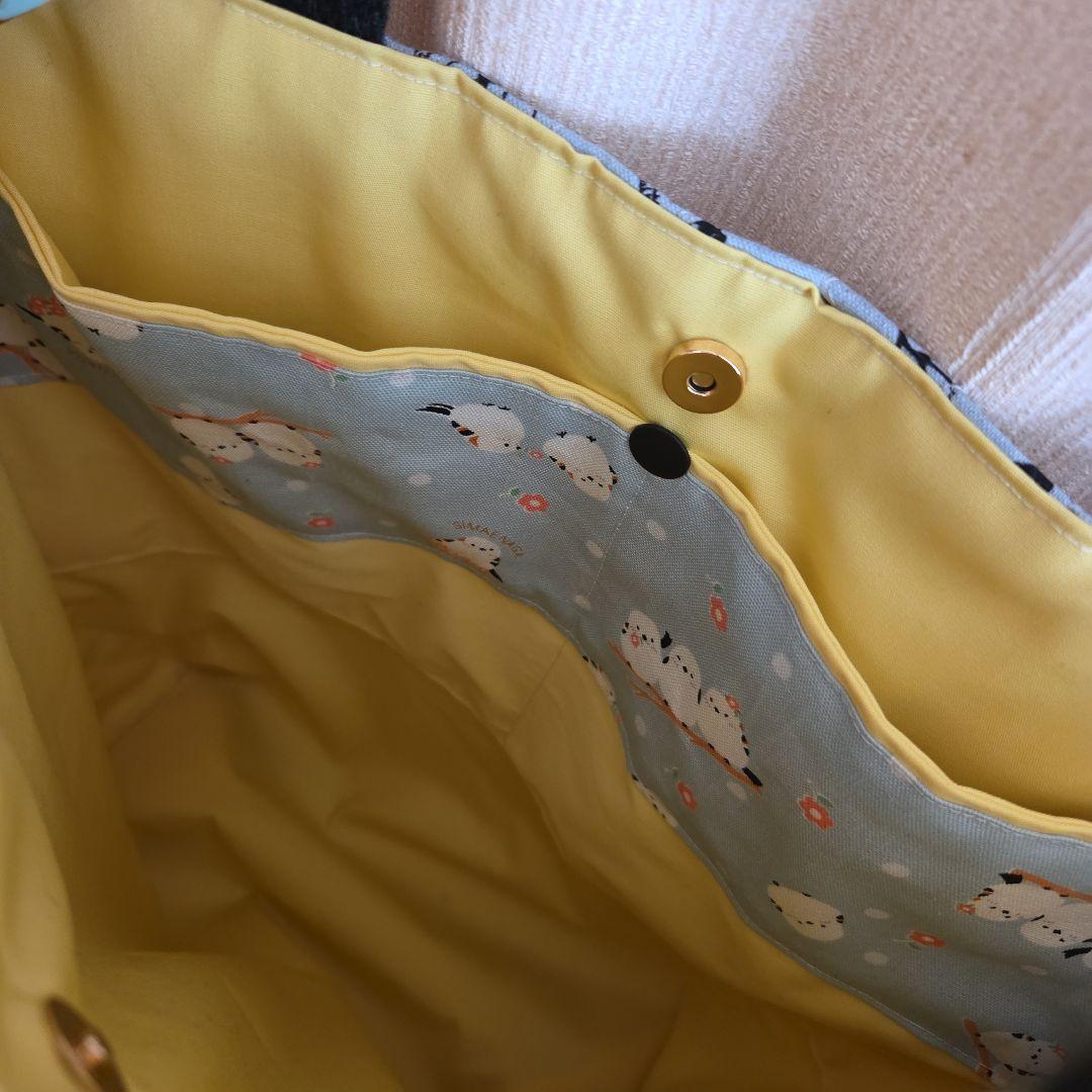 ●いちご●チェック柄●親子もふもふシマエナガ　トートバッグ