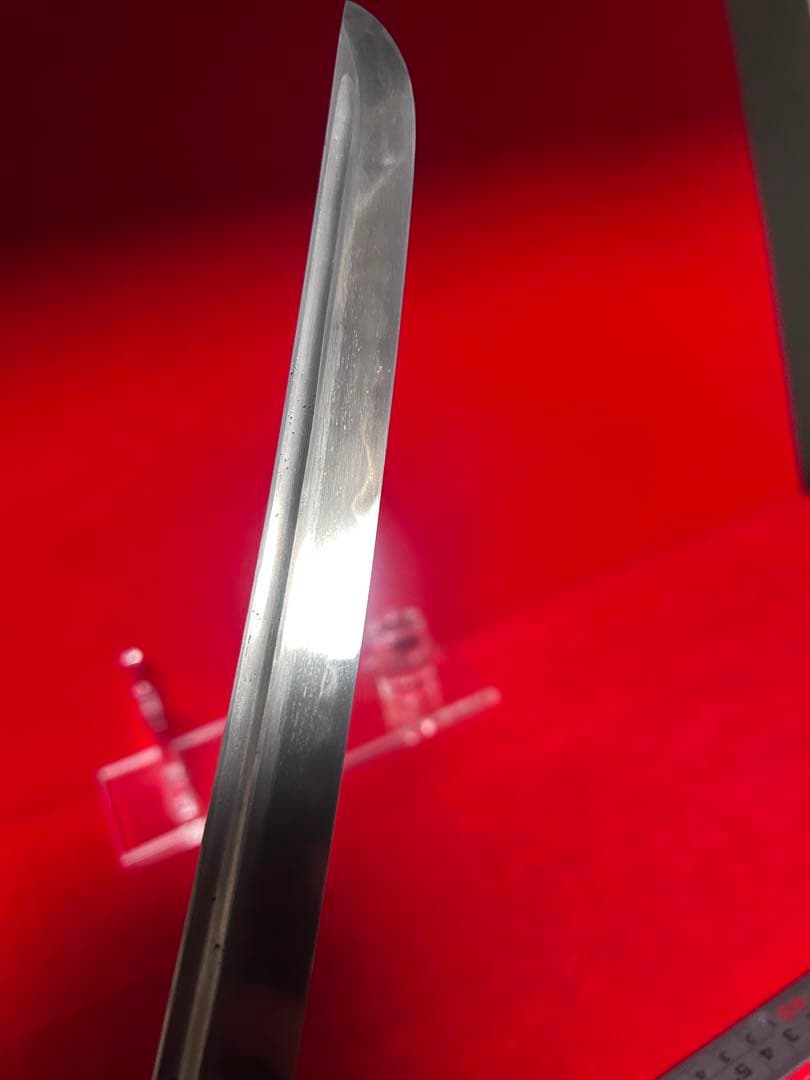 01566 包丁　マグロ包丁　銘有り　鬼反り　刃文綺麗　玉鋼　未使用品