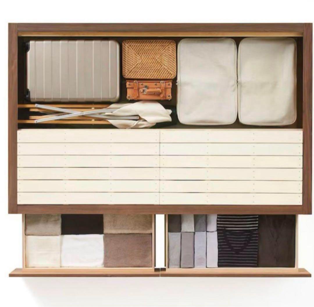 無印良品　ダブルベットフレーム　ヘッドボード付　マット下収納/引き出し収納あり