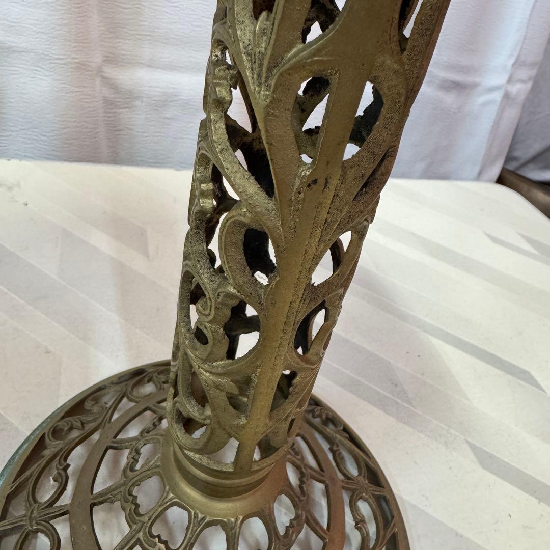 アンティーク 真鍮製 ヴィンテージ 大理石 サイドテーブル 花台 インテリア