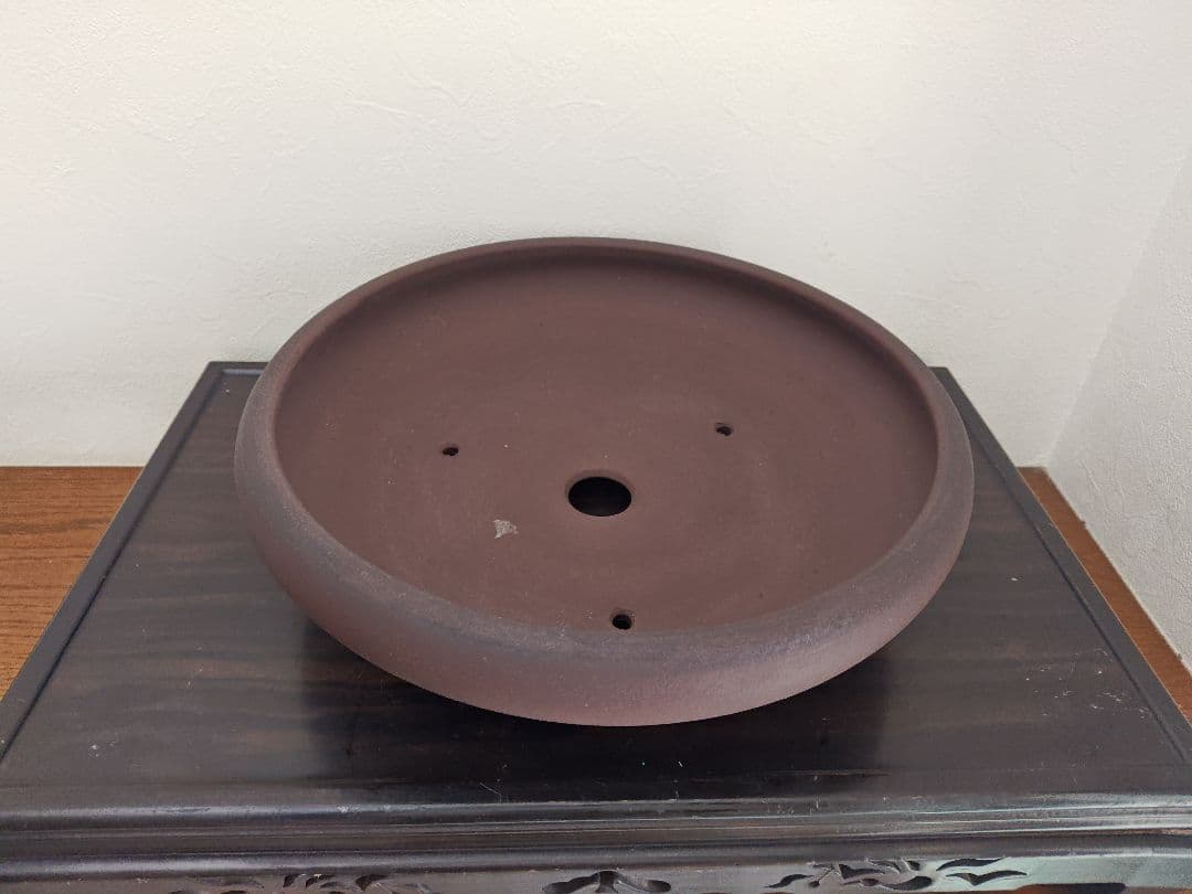 陶器製 盆栽鉢　浅型鉢 直径約41cm×11.5cm 落款　陶陽　松本武