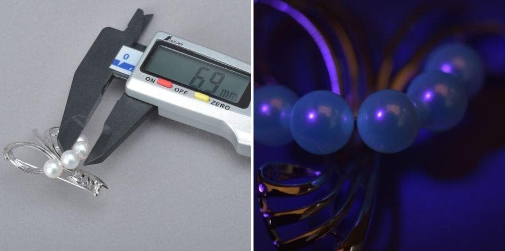 美品 ミキモト アコヤ真珠 ブローチ SV リボン 曲線 パール約6.9mm箱付