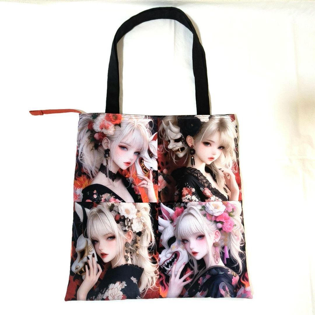 La luna様】ハンドメイドオーダー★女の子★大容量フラットトートバッグ　3点