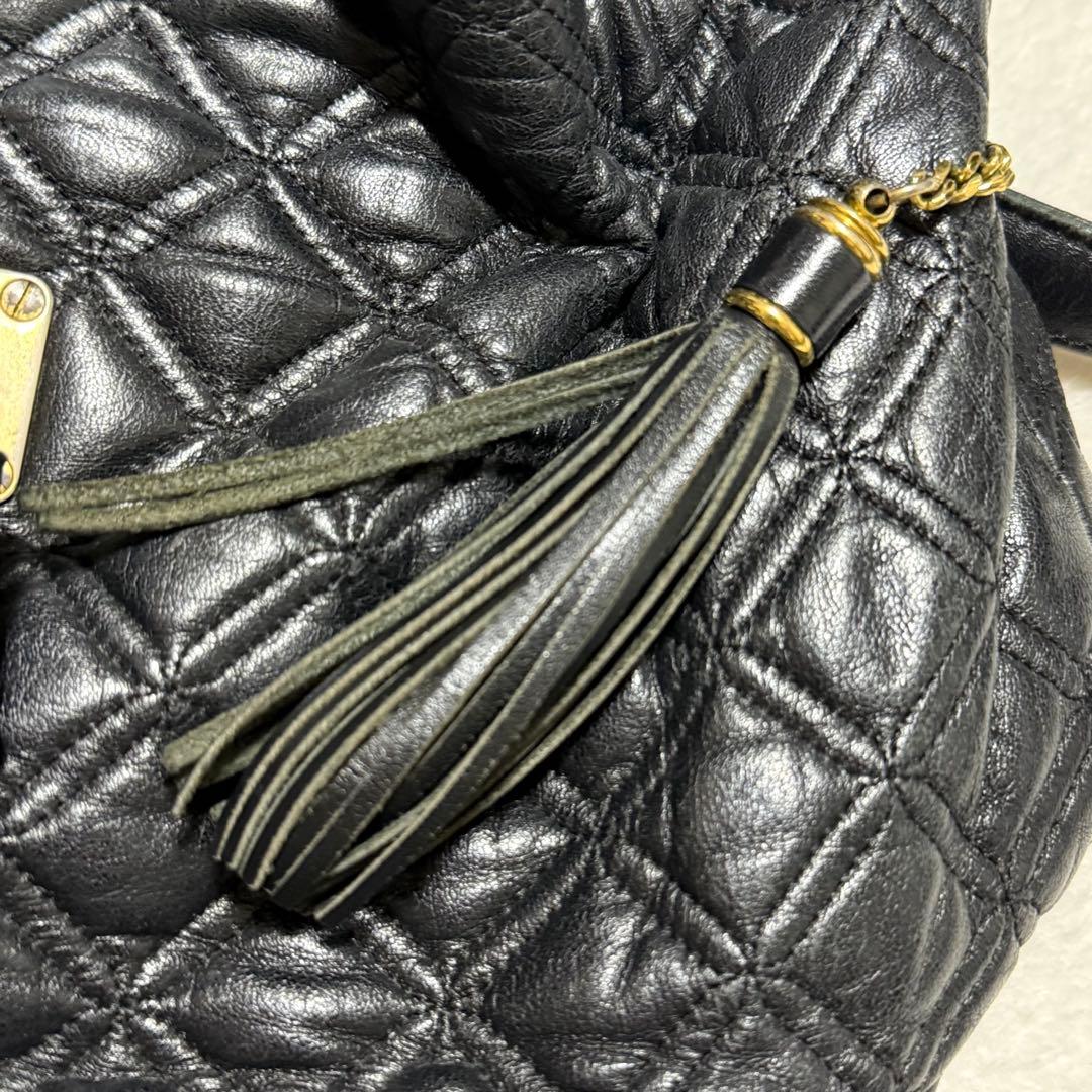 MCM ブラック キルティング バケットバッグ クロスバッグ